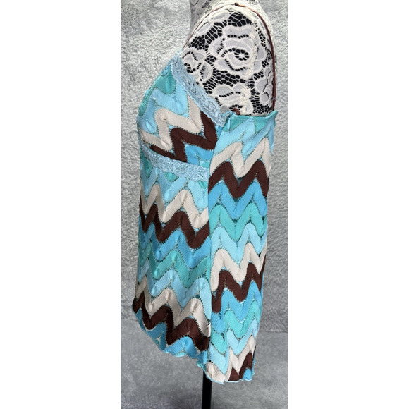 Vtg 90s Y2k Rampage Large Tank Top Babydoll Crocheted Blue Green 70's Lace Fariy - Picture 2 of 12